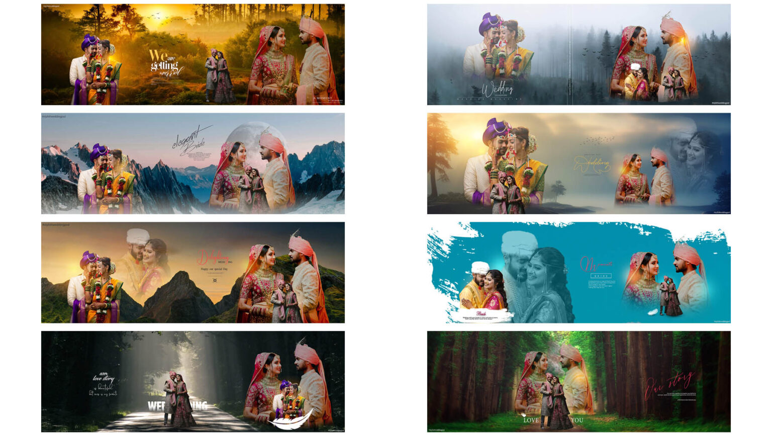 10 Romantic 12x36 Couple Wedding Album DM PSD Designs
