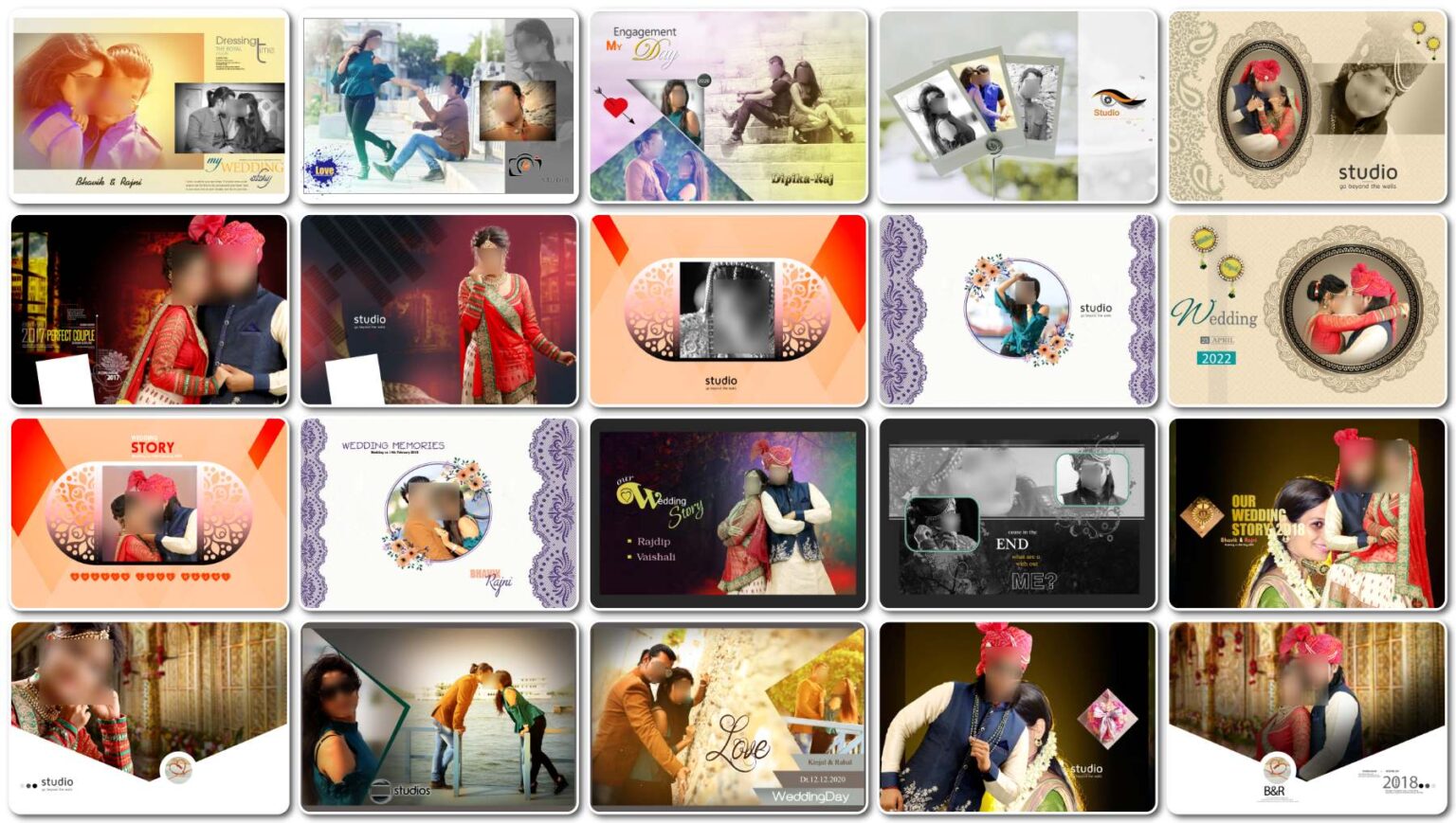 20 Free Creative Wedding Album Cover PSD Templates for Couples