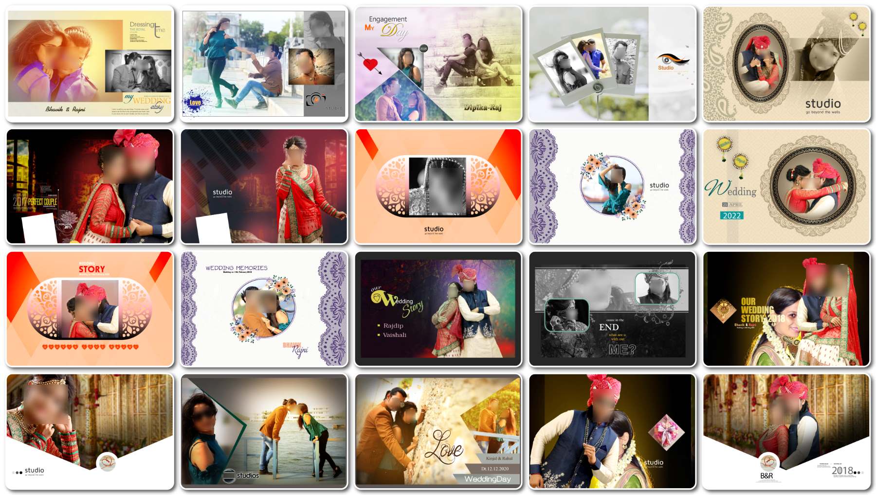 20 Free Creative Wedding Album Cover PSD Templates for Couples