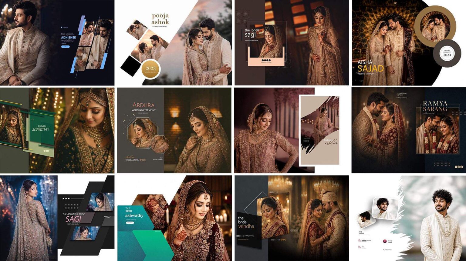 Free 20 Stylish 12x18 Wedding Album Cover PSD Download