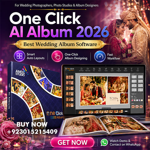 One Click Ai Album 2026 automatic wedding album designing software