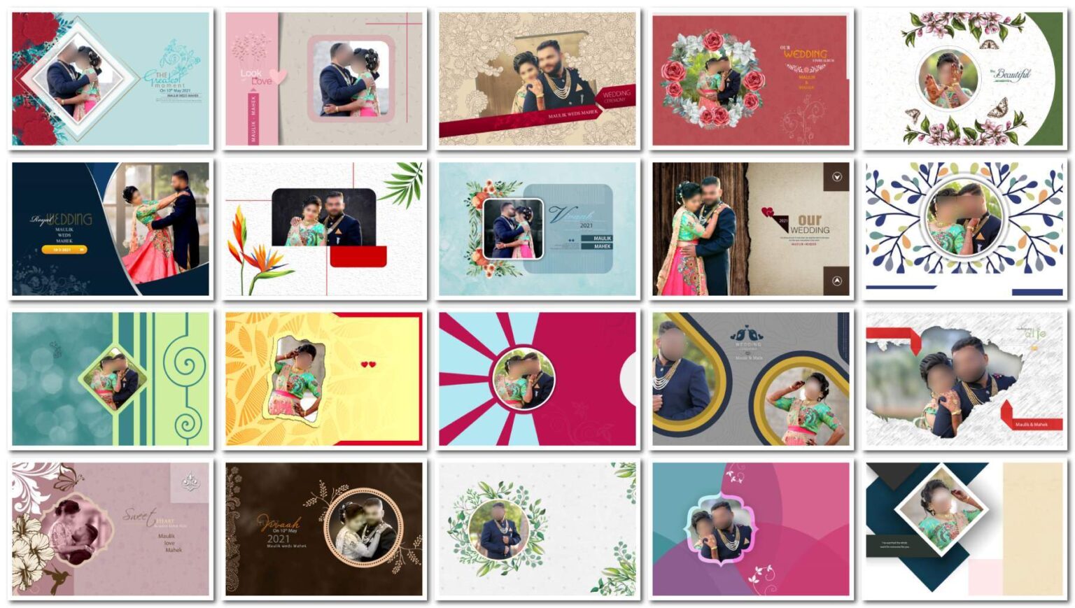 20 Floral 12x18 Wedding Album Cover PSD Templates for Couples