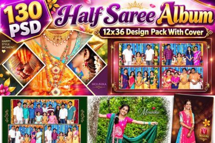 12x36 Half Saree Album Design 130 PSD – Premium Pack