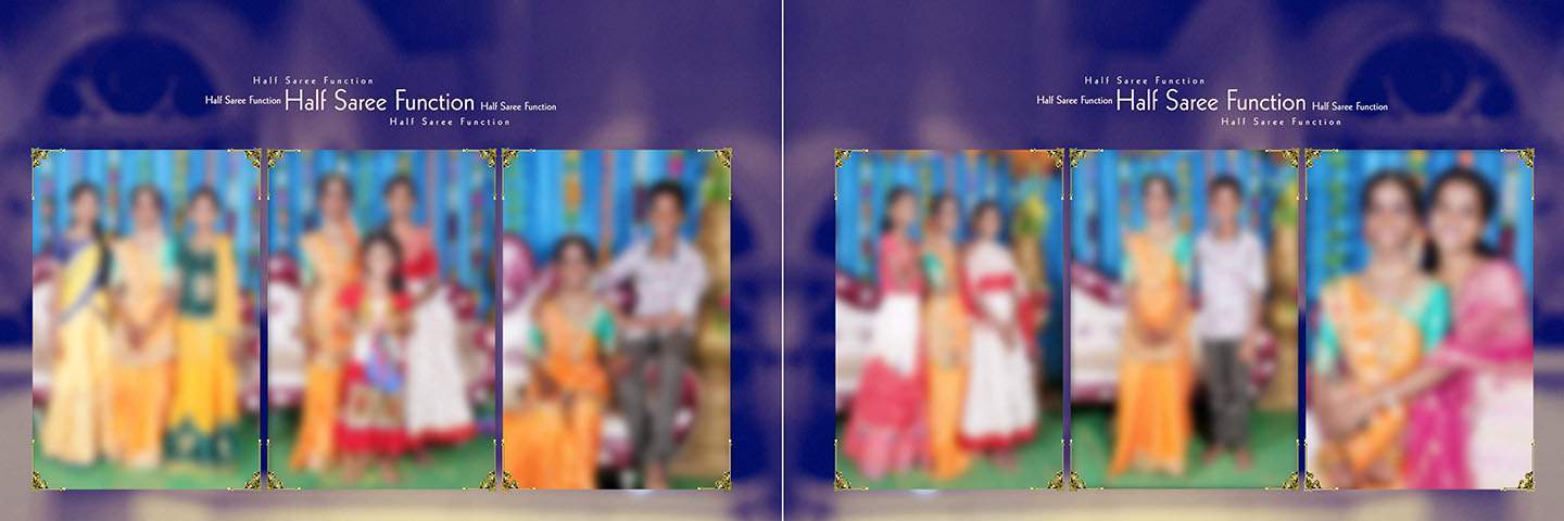 Half Saree photoshoot album layout for 12x36 Photoshop design