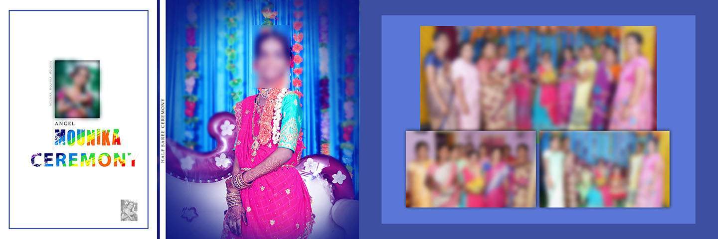 Half Saree photoshoot album layout for 12x36 Photoshop design
