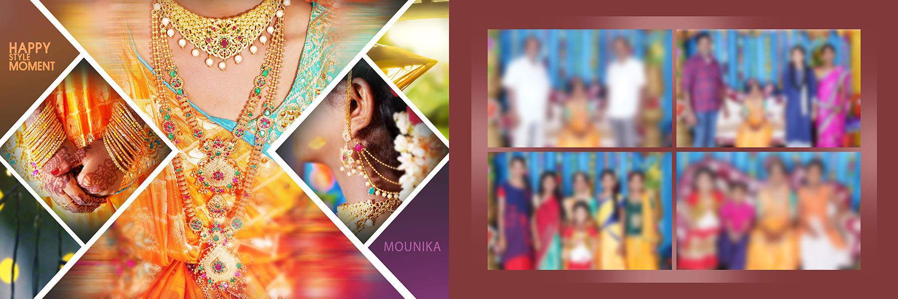 12x36 Half Saree album spread design with editable photo layout