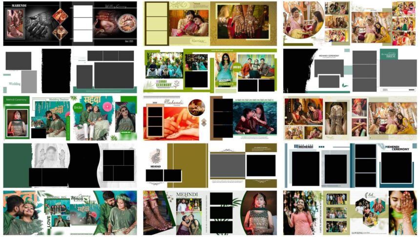15 12X36 Mehndi Album Free PSD Designs for Photoshop 2026