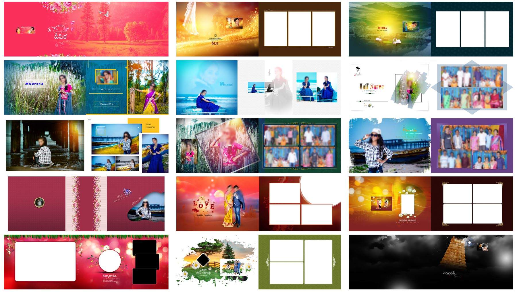 15 Free 12x36 Half Saree Wedding Album PSD Designs for Photoshop